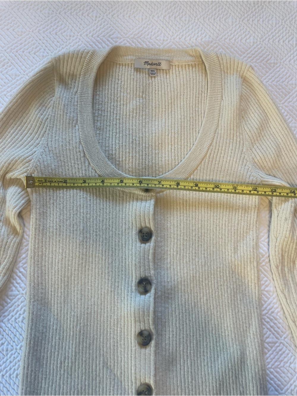 Madewell Cream Ribbed Button-Front Cardigan - Picture 4 of 5